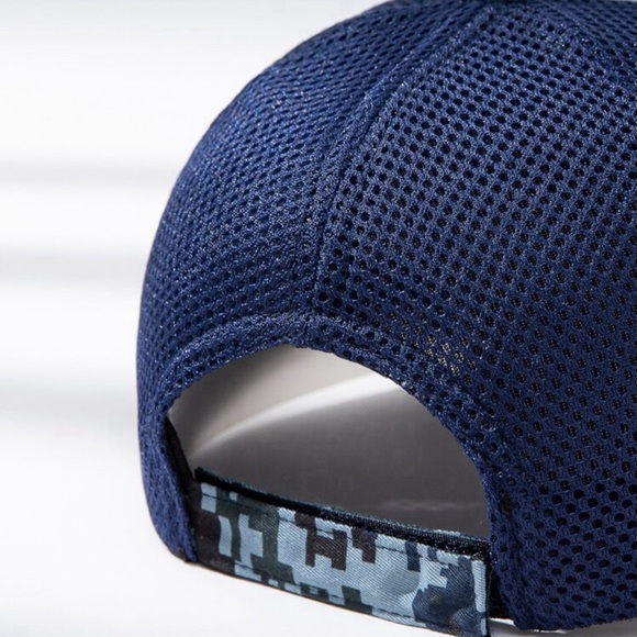 1pc Men's Embroidered Flag Mesh Back Cap With Hook And Loop Closure - Picture 3 of 3